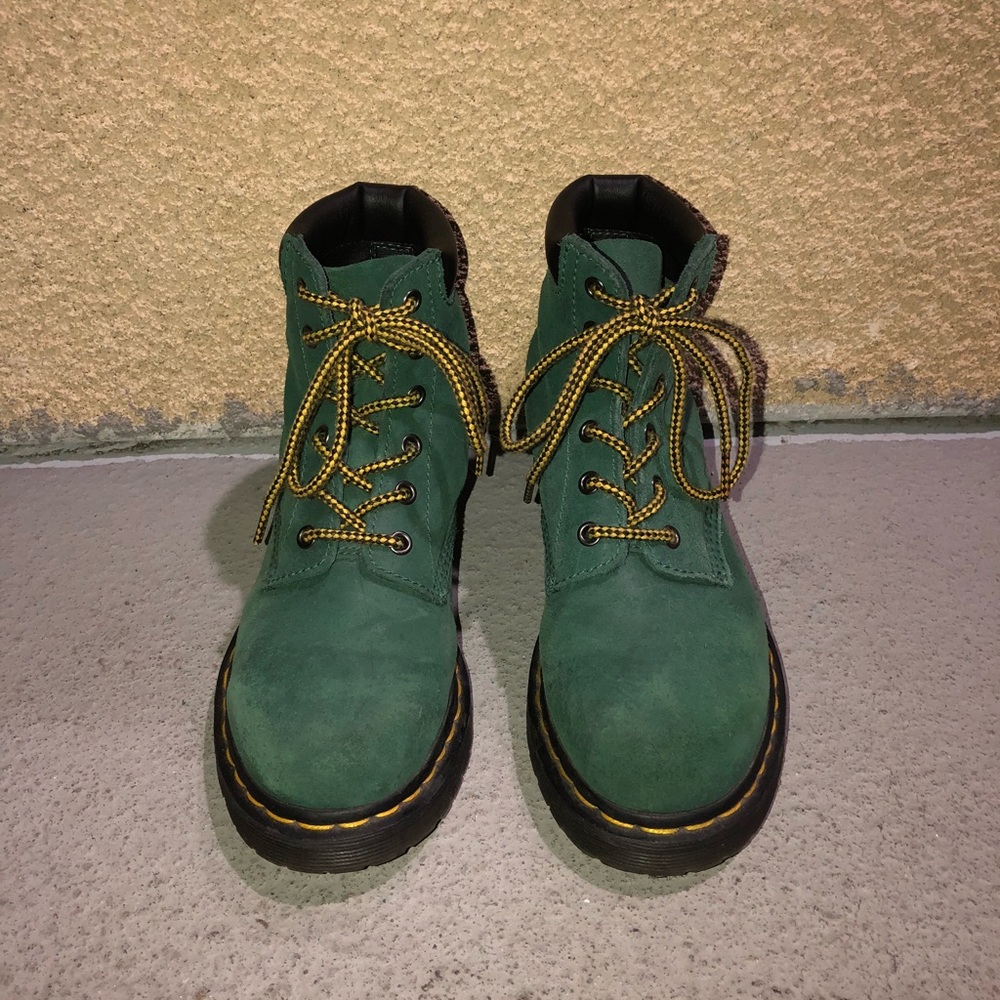 Dr. Martens Green Suede Ankle Boots